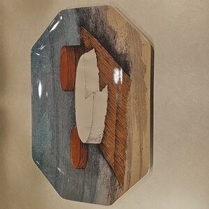 New JOHN DERIAN Hexagon Cheese Serving Platter -10"x15"